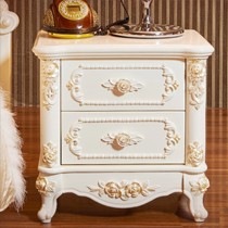 丁满堂欧式雕花床头柜，型号: 2152时尚卧室储物柜，烤漆白色精美床边柜