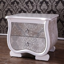 欧阳慕容白色床头柜，双抽屉储物柜，提花布艺床头柜型号: F012-1