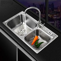 宝生元不锈钢水槽，厨房集成双槽一体，加厚洗菜盆