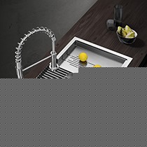 曼巴顿银色长方形单槽洗菜盆套装，4MM加厚不锈钢智能台控水槽