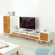 秀舍现代简约杨木客厅电视柜，双层带抽屉设计方便实用，亮光烤漆工艺耐磨耐热