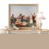 罗布诗植物花卉组装型烤漆电视柜，大理石带抽屉柜子，实木雕花储物柜