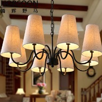 腾辉野马北欧宜家时尚吊灯，优雅布艺铁艺书房吊灯，型号D028