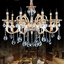 伦灯灯饰节能led吊灯，88066蜡烛水晶吊坠灯具，客厅8头合金灯饰