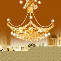 省电节能格灯堡客厅吊灯，水晶吊灯10-15㎡光照，现代高档奢华小吊船灯饰