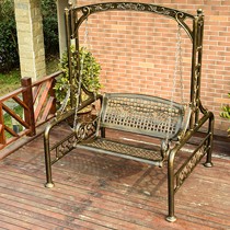 精欧户外古铜色休闲秋千，铸铝烤漆公园椅，双人吊床吊篮椅