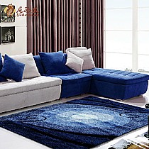 尼西米田园地中海混纺地毯，蓝色星空渐变图形，新古典后现代家装搭配 货号: AL07