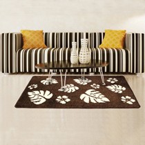 山花田园欧式化纤防滑地垫，家用树叶花饰垫子，健康环保地毯