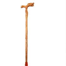 实木龙头老人防滑拐杖，桃木雕刻拐杖木质助行器货号TMGZ-0005