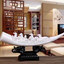 玄关摆放装饰品，创意中式八仙过海雕刻饰品，货号: 4996