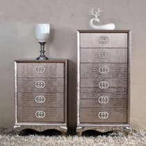 鳄鱼纹贴皮六斗柜，型号: DG-03水钻拉手斗柜，梵可可新古典精美储物柜