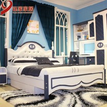 钰家欧式单人男孩儿童床，深蓝色收纳高箱床体，型号: YJ98602