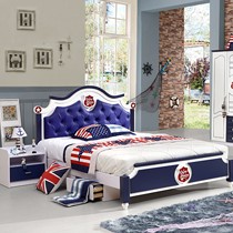 健优美欧式王子儿童床，高箱储物设计多功能儿童房单人床，货号15-1