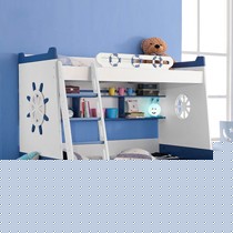 爱奥尼多功能儿童床，创意蓝色子母床，带储物双层儿童床型号: A06