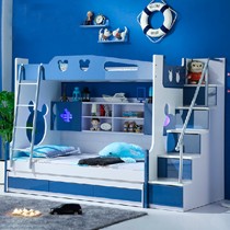健优美蓝色橘色上下子母床，860米奇儿童高低床，上下铺防滑扶梯儿童床