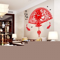 亚克力艺术挂钟，喜鹊红扇中国风静音钟表，美世达创意石英钟时钟