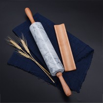 展艺大理石擀面杖，实木手柄擀面杖，压面棍烘培工具