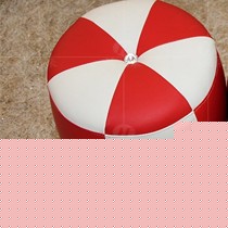 鸿福来092D欧式风格换鞋凳，桦木实木框架皮艺小矮凳，镶扣设计彩色小圆凳