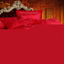 英凤提花纯棉面料透气柔软床上套件，镂空花边婚庆家纺套装，型号CHTH1401