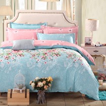 南极人全棉斜纹四件套，田园风婚庆家纺xksj001，环保印染工艺被套