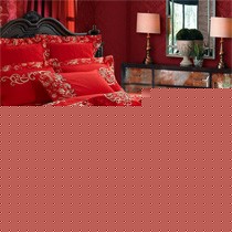 贡缎丝光棉婚庆家纺，纯棉里布床品，茵缦压框花边信封枕YM-1928