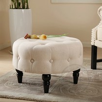 百伽品牌03897703纯色脚踏凳，欧式复古沙发凳，圆形布艺换鞋凳