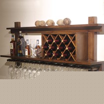 熙和美式纯实木酒架，吊杯红酒架，挂壁式洋酒架0004