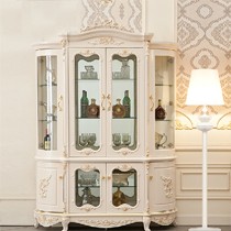 米斯兰达欧式天使白四门酒柜，实木雕花镀金酒柜，型号: ML-J103