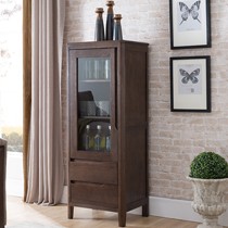 治木工坊胡桃色立式单门酒柜，纯橡木北欧简约储物柜组合，型号：ZSJG-01