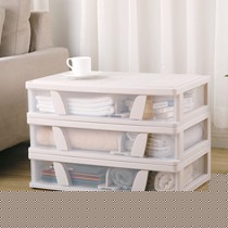 天马浅卡其色透明方形收纳箱，抽屉式叠层塑料储物盒，型号：F6315-39