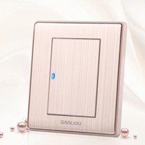 宝利欧轻点单开带LED灯墙壁开关，一开单控铝拉丝面板开关，型号: A7-0001