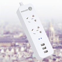 飞利浦多功能电源插座，带usb接口智能接线板，2322E两插位排插