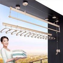 香槟金阳台升降式衣架，金贵夫人三杆升降晾衣架，SJ-201601太空铝手摇晾衣杆