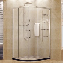 弧扇形移门式简易浴房，整体钢化玻璃洗浴房 ，沃特玛型号: LYA005Z