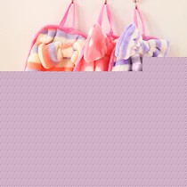 创意实用挂孔式珊瑚绒抹布，乐彼H332厨房吸水抹布，缤纷糖果色蝴蝶结设计