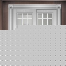 美式烤漆镶嵌玻璃定制隔断门，东亚吉祥不锈钢推拉防盗门，型号: DY-1237