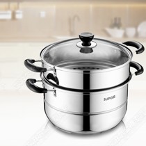 苏泊尔超大容量304不锈钢蒸锅，复合锅底可视锅盖双层蒸锅，型号SZ26B5