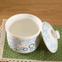 顺祥陶瓷T1346Q炖锅，骨玉瓷花饰锅具，四英寸双提耳炖盅