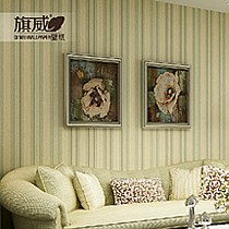 旗威简约条纹纯纸材质墙纸，清新淡雅田园风，型号: 33401