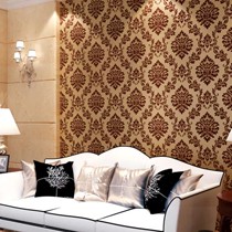 缇彩客厅壁纸，绒面天鹅绒欧式墙纸，背景墙3D植绒天鹅绒系列