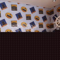 天屏山BV6876欧式儿童房墙纸，轮船火车图案环保pvc壁纸，凹凸压纹工艺质感细腻