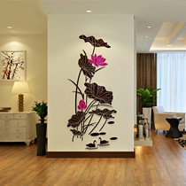 宜兰植物花卉3D墙贴，亚克力防水墙贴，背景墙荷花装饰墙贴画