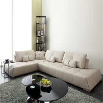 白色头层牛皮沙发组合，小才子时尚转角L型沙发，小户型沙发1401