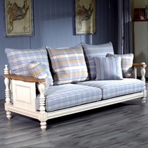 免漆工艺客厅沙发组合，地中海拉阔乡村实木沙发，透气布艺沙发WDSF01