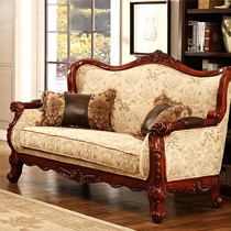 兰博湾L509提花面料午休椅，实木框架雕花处理沙发椅，,美式风格漆面沙发椅