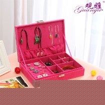 观雅品牌甜美瑞丽的鹿皮绒首饰盒，木质储物的多功能化妆盒，货号668-A8