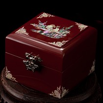 锦贝中式螺钿漆器首饰盒，天然彩贝单嵌木质珠宝盒，货号LDA-001a