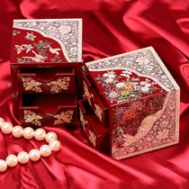 锦贝中式实木首饰盒，天然彩贝复嵌珠宝收纳盒，货号LDB-026