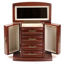 家逸工艺公主实木首饰盒，化妆盒欧式烤漆雕花工艺，多层带镜实用收纳盒