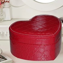 卡梅拉货号XJGP-18512，双层皮质首饰收纳盒，多功能高档爱心首饰盒